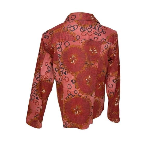 French Laundry burgundy print denim jacket size L - Picture 6 of 13